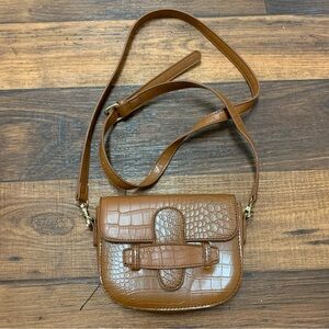 Snakeskin Pattern Brown Bag - Small - Crossbody - Faux Leather
